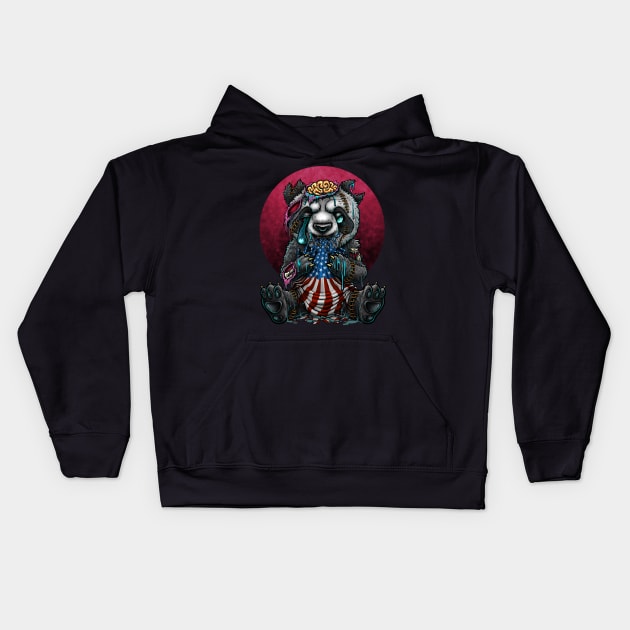 Zombie panda ( China devour America ) Kids Hoodie by Winya